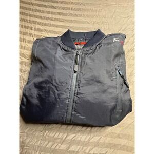 Vintage FUBU Mens Navy Blue Nylon Bomber Jacket Full Zip Streetwear Size L